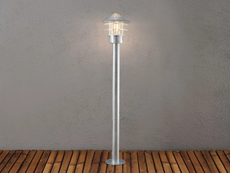 LED Wegeleuchte Außenlaterne aus Stahl Silber, Höhe 98cm
