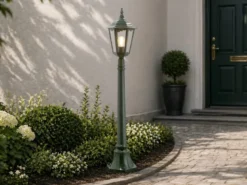 LED Wegeleuchte aus Aluminium Grün antike E27 Gartenlaterne, Höhe 120cm