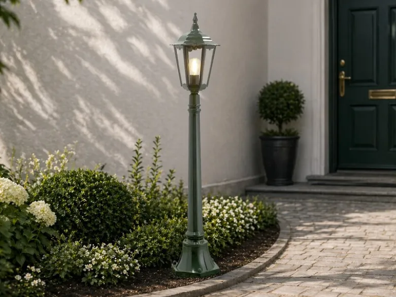 LED Wegeleuchte aus Aluminium Grün antike E27 Gartenlaterne, Höhe 120cm