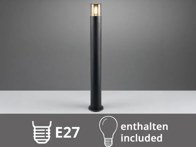 LED Wegeleuchte aus Aluminium Schwarz & Rauchfarbig, Höhe 80cm
