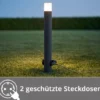 LED Wegeleuchte aus Aluminium Anthrazit mit 2 Steckdosen, Höhe 80cm
