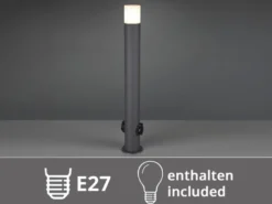 LED Wegeleuchte aus Aluminium Anthrazit mit 2 Steckdosen, Höhe 80cm