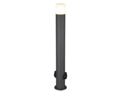 LED Wegeleuchte aus Aluminium Anthrazit mit 2 Steckdosen, Höhe 80cm