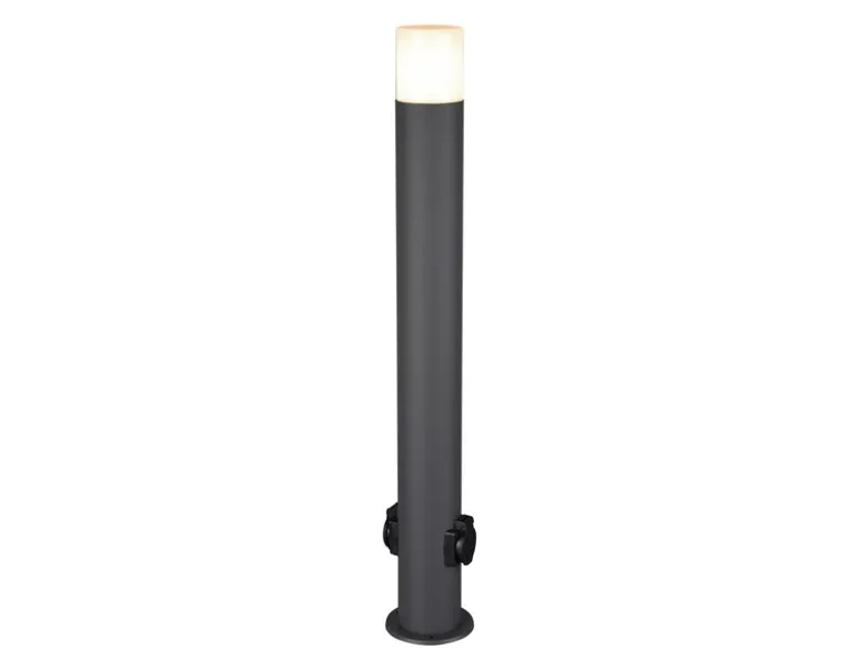 LED Wegeleuchte aus Aluminium Anthrazit mit 2 Steckdosen, Höhe 80cm