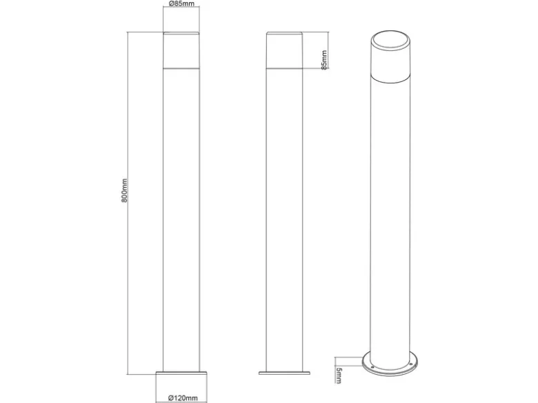 LED Wegeleuchte aus Aluminium in Anthrazit E27, Höhe 80cm