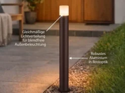 LED Wegeleuchte aus Aluminium in Rostoptik E27, Höhe 80cm