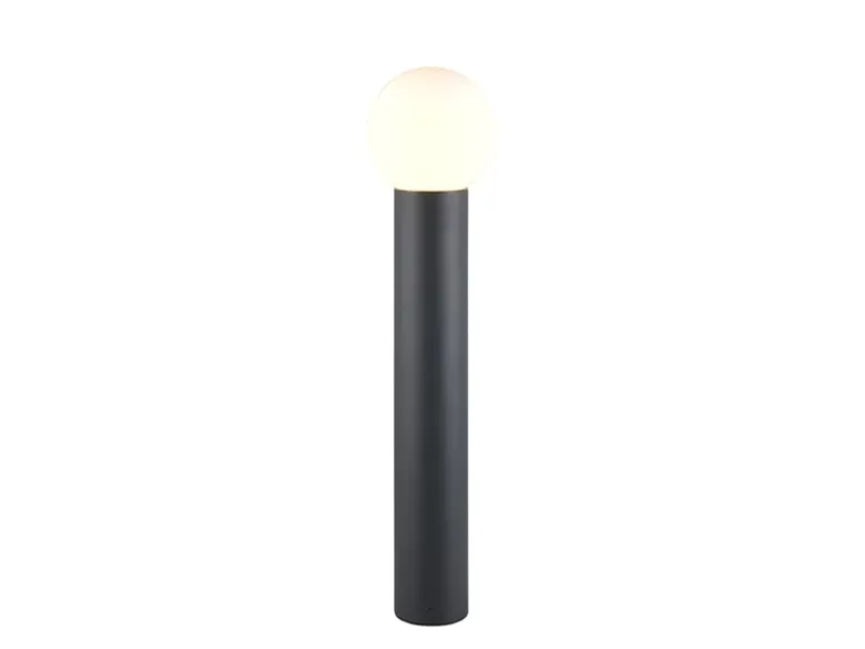 LED Wegeleuchte aus Aluminium in Anthrazit mit Glaskugel, Höhe 80cm