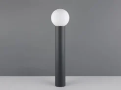 LED Wegeleuchte aus Aluminium in Anthrazit mit Glaskugel, Höhe 80cm