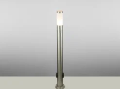 LED Wegeleuchte aus Edelstahl in Silber mit zwei Steckdosen, Höhe 110cm