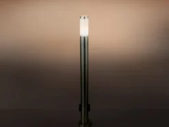 LED Wegeleuchte aus Edelstahl in Silber mit zwei Steckdosen, Höhe 110cm