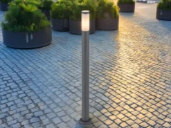 LED Wegeleuchte aus Edelstahl in Anthrazit & Opal, Höhe 110cm