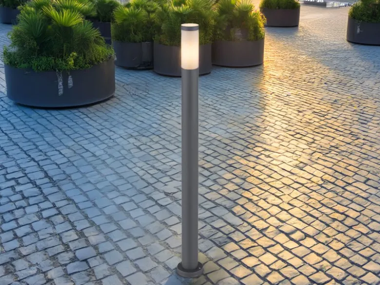 LED Wegeleuchte aus Edelstahl in Anthrazit & Opal, Höhe 110cm