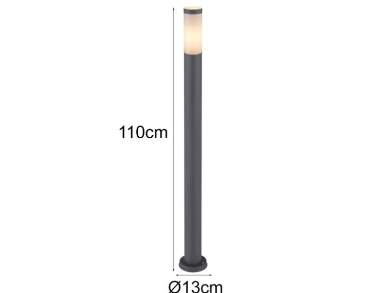LED Wegeleuchte aus Edelstahl in Anthrazit & Opal, Höhe 110cm