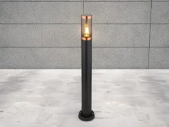 LED Wegeleuchte aus Edelstahl in Schwarz & Kupfer, Höhe 80cm