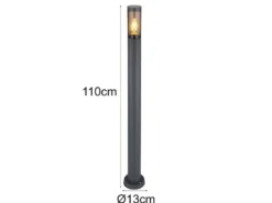 LED Wegeleuchte aus Edelstahl in Anthrazit & Rauch, Höhe 110cm