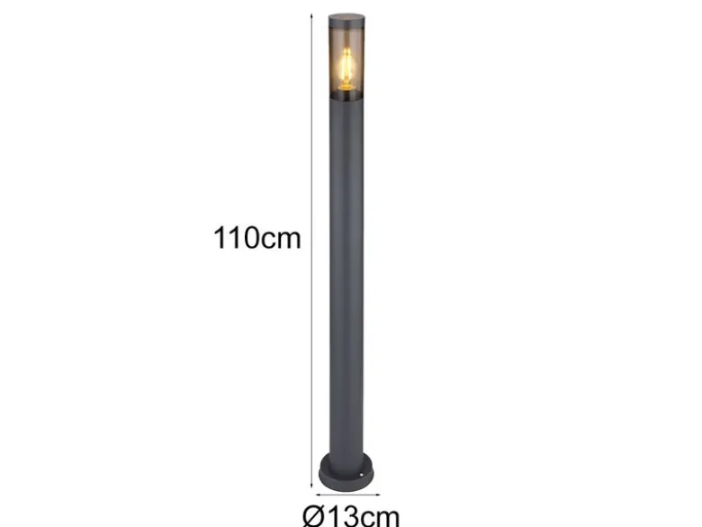 LED Wegeleuchte aus Edelstahl in Anthrazit & Rauch, Höhe 110cm