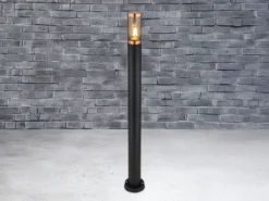LED Wegeleuchte aus Edelstahl in Schwarz & Kupfer, Höhe 110cm