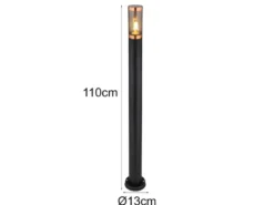 LED Wegeleuchte aus Edelstahl in Schwarz & Kupfer, Höhe 110cm