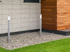 LED Wegeleuchte aus Edelstahl Silber mit Bewegungsmelder, Höhe 110cm