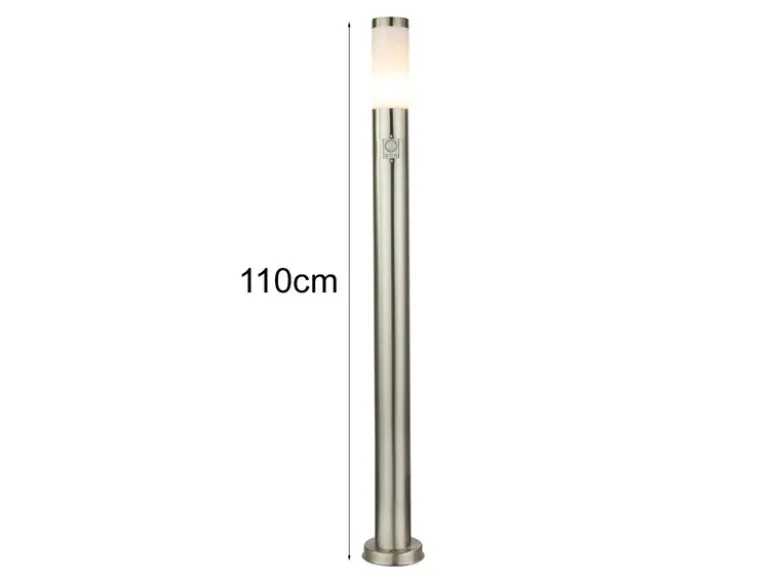 LED Wegeleuchte aus Edelstahl Silber mit Bewegungsmelder, Höhe 110cm