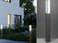 LED Wegeleuchte 2er Set eckig in Anthrazit, Höhe 155cm, IP54