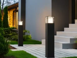 LED Wegeleuchte 2er SET im Bauhausstil Anthrazit, Höhe 80cm