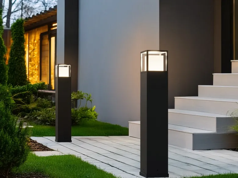 LED Wegeleuchte 2er SET im Bauhausstil Anthrazit, Höhe 80cm