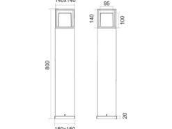 LED Wegeleuchte 2er SET im Bauhausstil Anthrazit, Höhe 80cm
