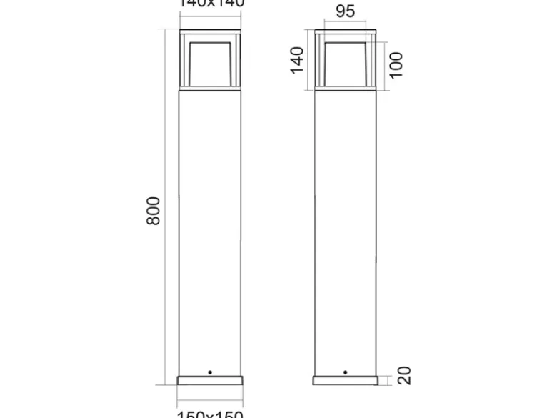 LED Wegeleuchte 2er SET im Bauhausstil Anthrazit, Höhe 80cm
