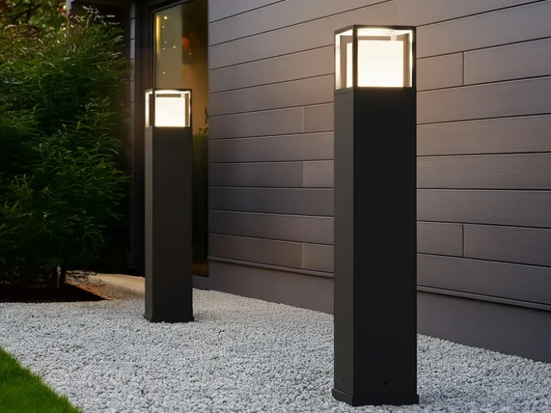 LED Wegeleuchte 2er SET im Bauhausstil Anthrazit, Höhe 80cm