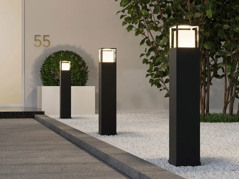 LED Wegeleuchte 2er SET im Bauhausstil Anthrazit, Höhe 80cm