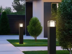 LED Wegeleuchte 2er SET im Bauhausstil Anthrazit, Höhe 80cm