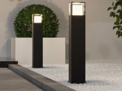 LED Wegeleuchte 2er SET im Bauhausstil Anthrazit, Höhe 80cm