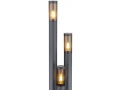 LED Wegeleuchte 3-flammig aus Edelstahl in Anthrazit & Rauch, Höhe 170cm