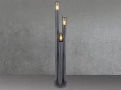 LED Wegeleuchte 3-flammig aus Edelstahl in Anthrazit & Rauch, Höhe 170cm