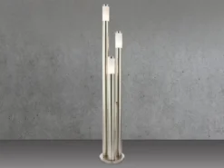LED Wegeleuchte 3-flammig aus Edelstahl in Silber, Höhe 170cm