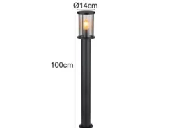 LED Wegeleuchte Gartenlaterne aus Edelstahl mit Rauchglas, Höhe 100cm