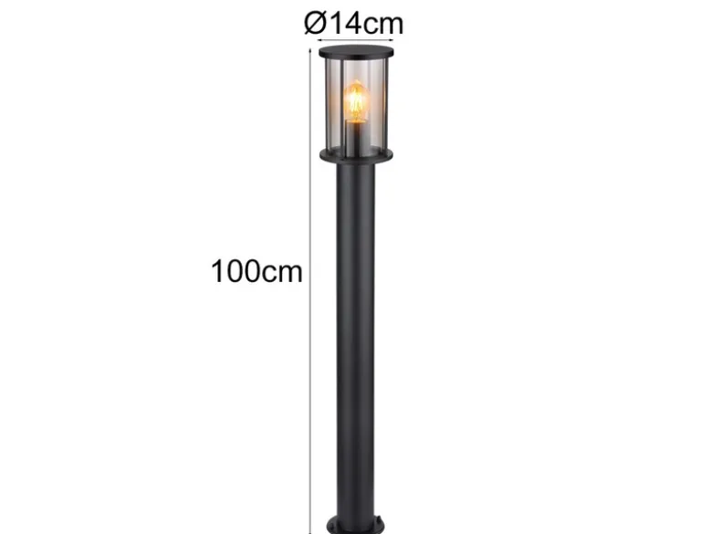 LED Wegeleuchte Gartenlaterne aus Edelstahl mit Rauchglas, Höhe 100cm