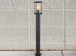 LED Wegeleuchte Gartenlaterne aus Edelstahl mit Rauchglas, Höhe 100cm