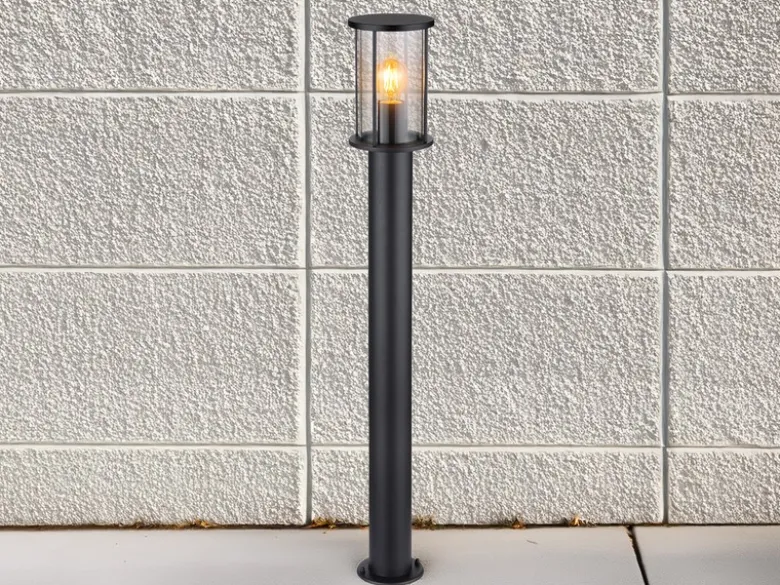 LED Wegeleuchte Gartenlaterne aus Edelstahl mit Rauchglas, Höhe 100cm