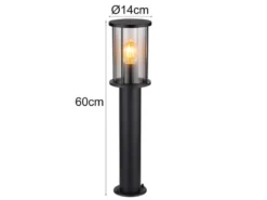 LED Wegeleuchte Gartenlaterne aus Edelstahl mit Rauchglas, Höhe 60cm
