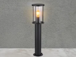 LED Wegeleuchte Gartenlaterne aus Edelstahl mit Rauchglas, Höhe 60cm
