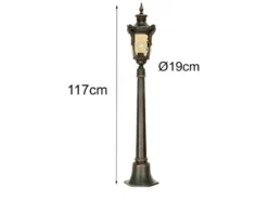 LED Wegeleuchte im Jugendstil mit Amberglas, Höhe 117cm