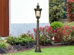 LED Wegeleuchte im Jugendstil mit Amberglas, Höhe 117cm
