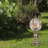 LED Wegeleuchte im Jugendstil mit Glaskugel, Bronze Höhe 70cm