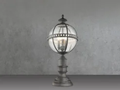 LED Wegeleuchte im Jugendstil mit Glaskugel, Anthrazit Höhe 70cm
