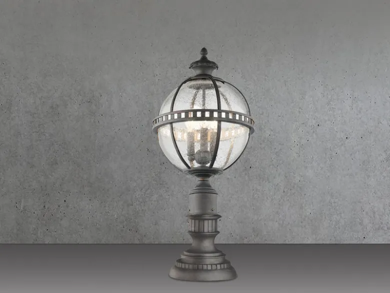 LED Wegeleuchte im Jugendstil mit Glaskugel, Anthrazit Höhe 70cm