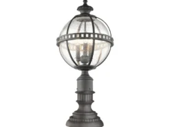 LED Wegeleuchte im Jugendstil mit Glaskugel, Anthrazit Höhe 70cm
