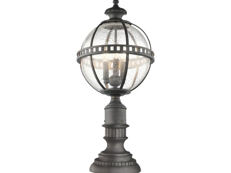 LED Wegeleuchte im Jugendstil mit Glaskugel, Anthrazit Höhe 70cm
