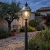 LED Wegeleuchte im Landhausstil, Gartenlaterne Schwarz Silber, Höhe 125cm